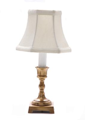 Eurocraft Antique Brass Square Candlestick Lamp-White 